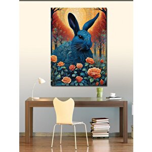 Kanvas Tablo Tavşan Ve Çiçekler 70x100 cm