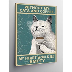 Kanvas Tablo Kahvem Ve Kedim Olmadan Asla 70x100 cm