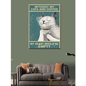Kanvas Tablo Kahvem Ve Kedim Olmadan Asla 70x100 cm