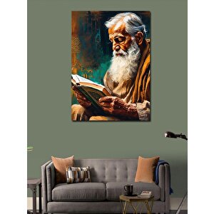 Kanvas Tablo Kur'an Okuyan Yaşlı Adam 50x70 cm