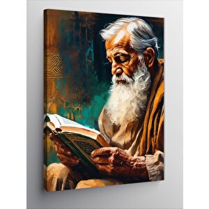 Kanvas Tablo Kur'an Okuyan Yaşlı Adam 100x140 cm