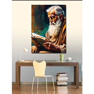 Kanvas Tablo Kur'an Okuyan Yaşlı Adam 100x140 cm