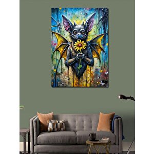 Kanvas Tablo Çiçek Uzatan Yarasa 70x100 cm