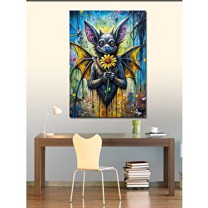 Kanvas Tablo Çiçek Uzatan Yarasa 70x100 cm