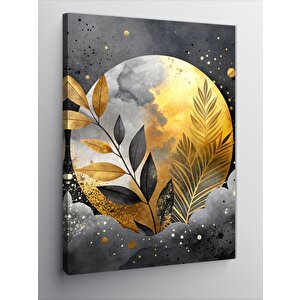 Kanvas Tablo Altın Ve Siyah Yapraklar 100x140 cm