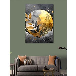 Kanvas Tablo Altın Ve Siyah Yapraklar 100x140 cm