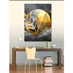 Kanvas Tablo Altın Ve Siyah Yapraklar 100x140 cm