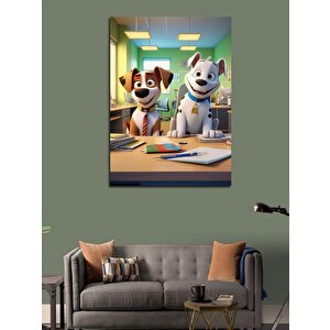 Kanvas Tablo Çalışan Sevimli Köpekler 50x70 cm