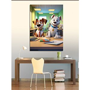 Kanvas Tablo Çalışan Sevimli Köpekler 50x70 cm