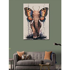 Kanvas Tablo Kelebek Kulaklı Fil 100x140 cm