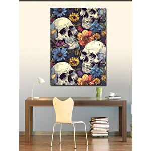 Kanvas Tablo Kurukafalar Ve Çiçekler 100x140 cm
