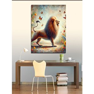 Kanvas Tablo Aslan Ve Kelebekler 70x100 cm