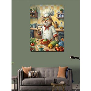 Kanvas Tablo Yemek Yapan Kedi 70x100 cm
