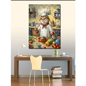 Kanvas Tablo Yemek Yapan Kedi 70x100 cm