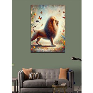 Kanvas Tablo Aslan Ve Kelebekler 50x70 cm