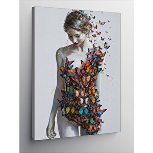 Kanvas Tablo Kadın Ve Kelebek 50x70 cm