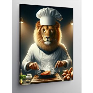 Kanvas Tablo Et Pişiren Aşçı Aslan 100x140 cm