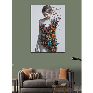 Kanvas Tablo Kadın Ve Kelebek 100x140 cm