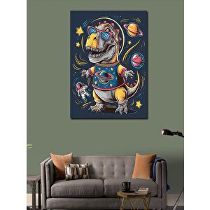 Kanvas Tablo Sevimli Dinazor Ve Gezegenler 100x140 cm