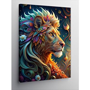 Kanvas Tablo Çiçekli Aslan 70x100 cm