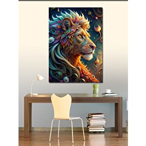 Kanvas Tablo Çiçekli Aslan 70x100 cm