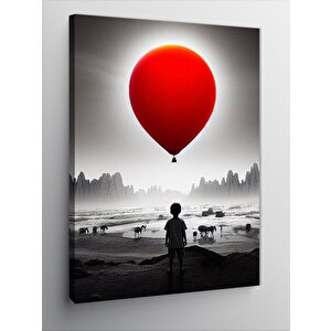 Kanvas Tablo Kırmızı Balonlu Çocuk 70x100 cm