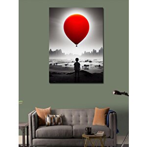 Kanvas Tablo Kırmızı Balonlu Çocuk 70x100 cm