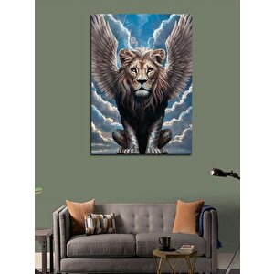 Kanvas Tablo Kanatlı Aslan 100x140 cm