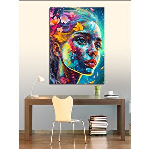 Kanvas Tablo Soyut Kadın Ve Çiçekler 100x140 cm