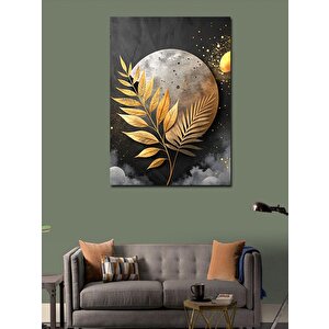 Kanvas Tablo Altın Sarısı Yapraklar Ve Ay 70x100 cm