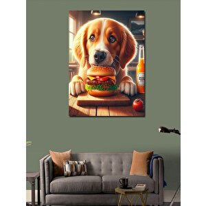 Kanvas Tablo Hamburger Yiyen Köpek 70x100 cm