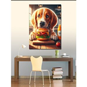 Kanvas Tablo Hamburger Yiyen Köpek 70x100 cm