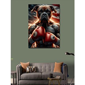 Kanvas Tablo Dövmeli Boksör Köpek 100x140 cm