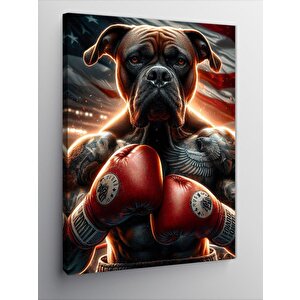 Kanvas Tablo Dövmeli Boksör Köpek 70x100 cm