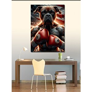 Kanvas Tablo Dövmeli Boksör Köpek 70x100 cm