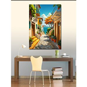 Kanvas Tablo Sahil Kasabası Manzarası 100x140 cm