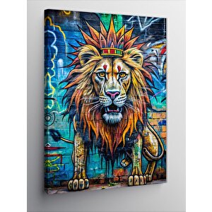 Kanvas Tablo Aslan Kral Graffiti 50x70 cm