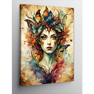 Kanvas Tablo Kadın Ve Kelebekler 70x100 cm