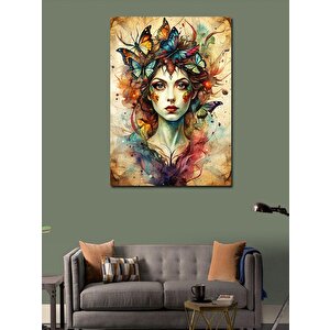 Kanvas Tablo Kadın Ve Kelebekler 70x100 cm