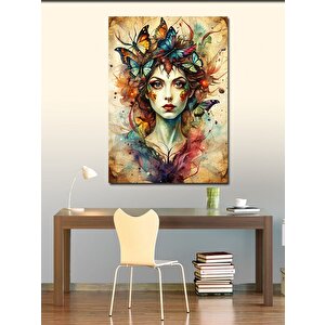 Kanvas Tablo Kadın Ve Kelebekler 70x100 cm