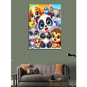 Kanvas Tablo Sevimli Panda Ve Arkadaşları