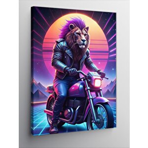 Kanvas Tablo Motosiklet Ve Aslan 50x70 cm