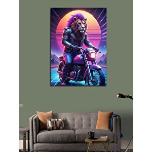 Kanvas Tablo Motosiklet Ve Aslan 50x70 cm