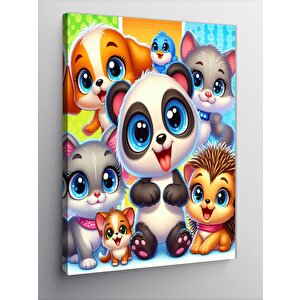 Kanvas Tablo Sevimli Panda Ve Arkadaşları 50x70 cm
