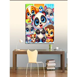 Kanvas Tablo Sevimli Panda Ve Arkadaşları