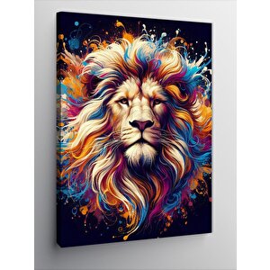 Kanvas Tablo Renkli Aslan 100x140 cm