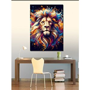 Kanvas Tablo Renkli Aslan 100x140 cm