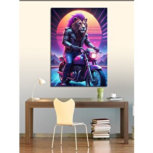 Kanvas Tablo Motosiklet Ve Aslan 100x140 cm