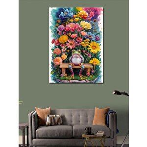 Kanvas Tablo Çiçekler Ve Kurbağa Prens 100x140 cm