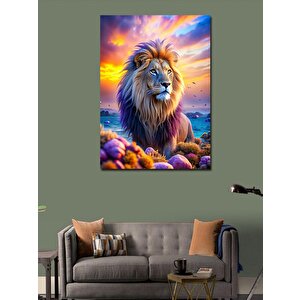 Kanvas Tablo Aslan Ve Gün Batımı 100x140 cm